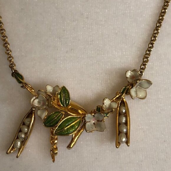 BILL SKINNER Retired Pearl Peas in Pod Gold Necklace Rare - Picture 13 of 17